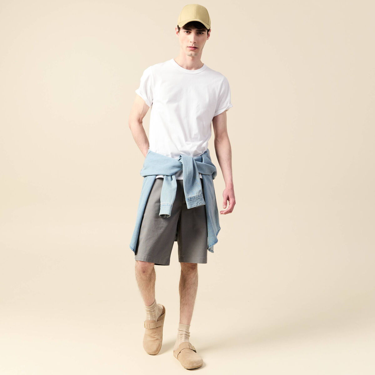 Bermuda droit éco-responsable gris homme
