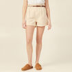 Short paperbag ceinturé creme femme