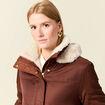 Parka droite &agrave; capuche marron fonc&eacute; femme