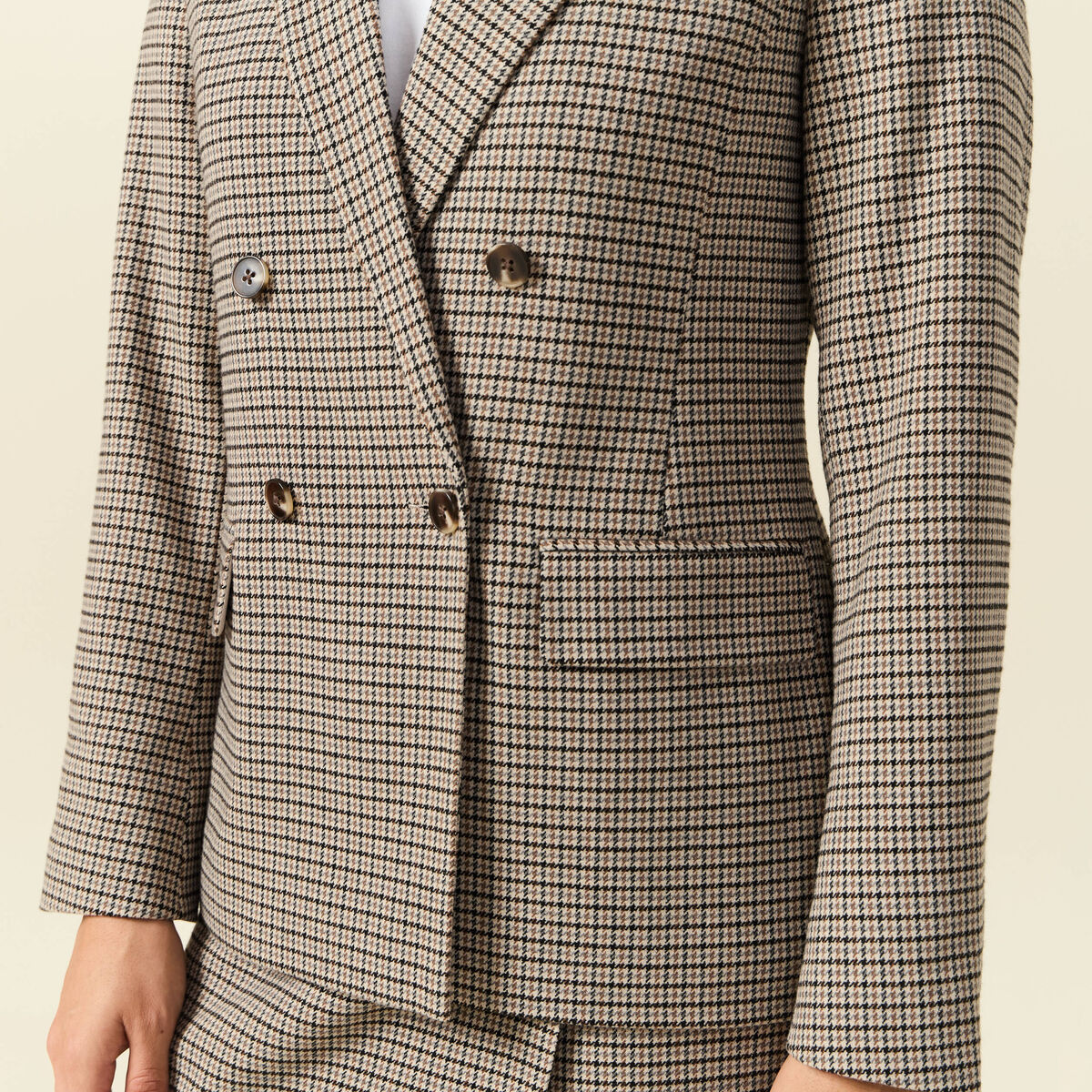 Blazer manches longues col tailleur noir femme