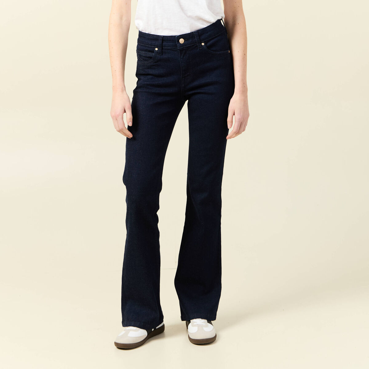 Jeans bootcut 5 poches denim brut femme