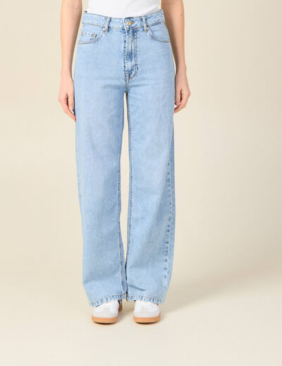 Jeans large 5 poches denim baby bleu femme