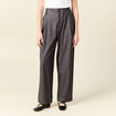 Pantalon large taille haute gris foncé femme