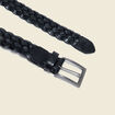 Ceinture large tress&eacute;e en cuir noir homme