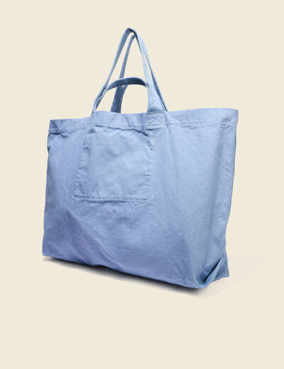 Sac cabas en coton bleu gris homme