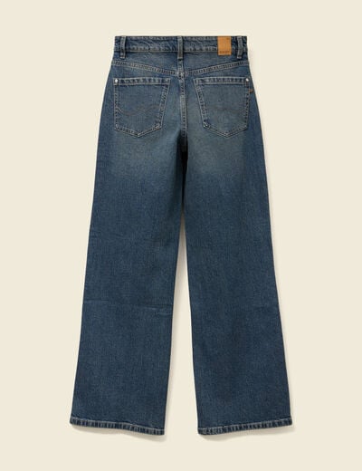 Jeans large taille haute bleu femme