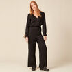 Combinaison pantalon satin noir femme