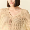 Pull manches courtes ajour&eacute; creme femme