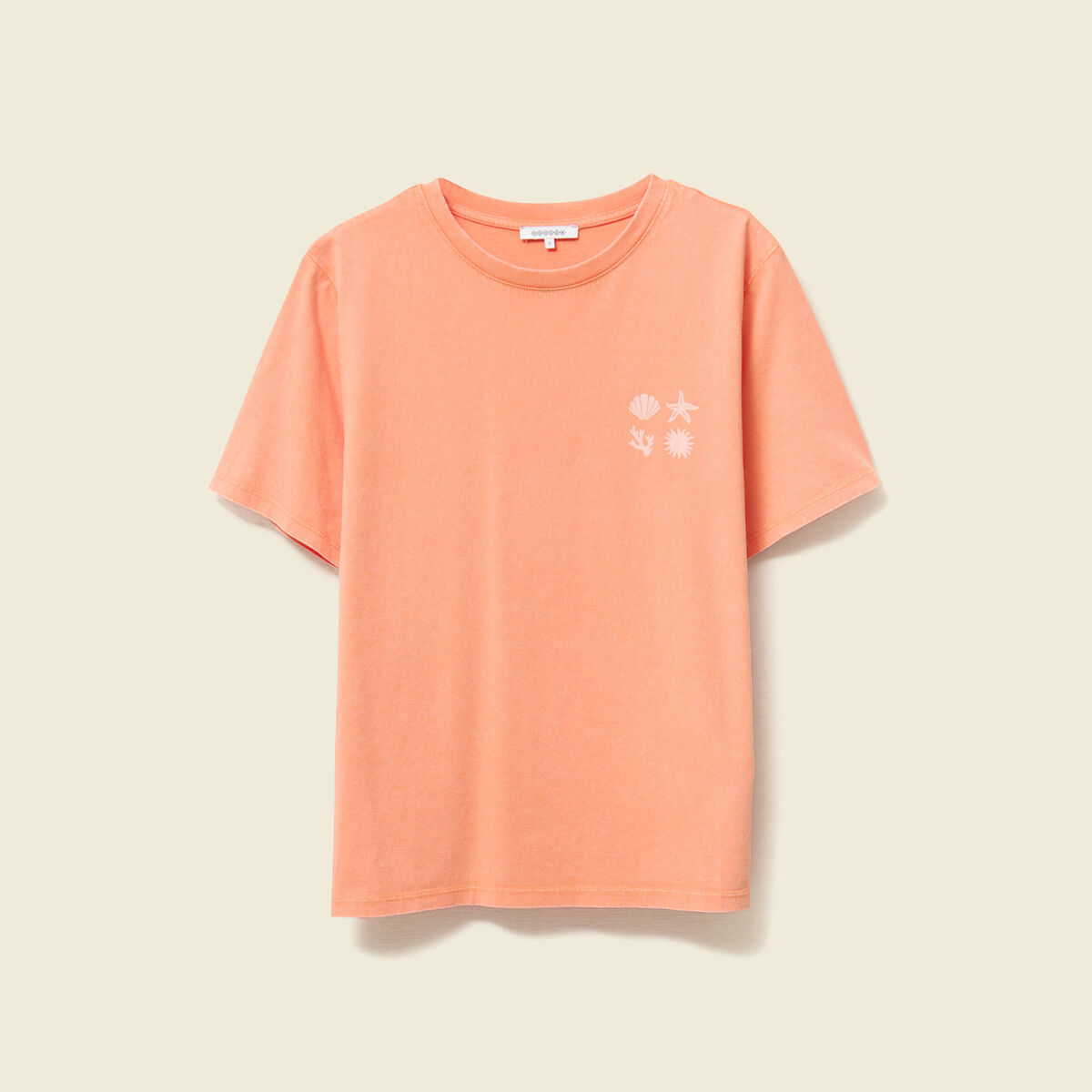 T-shirt manches courtes orange clair femme