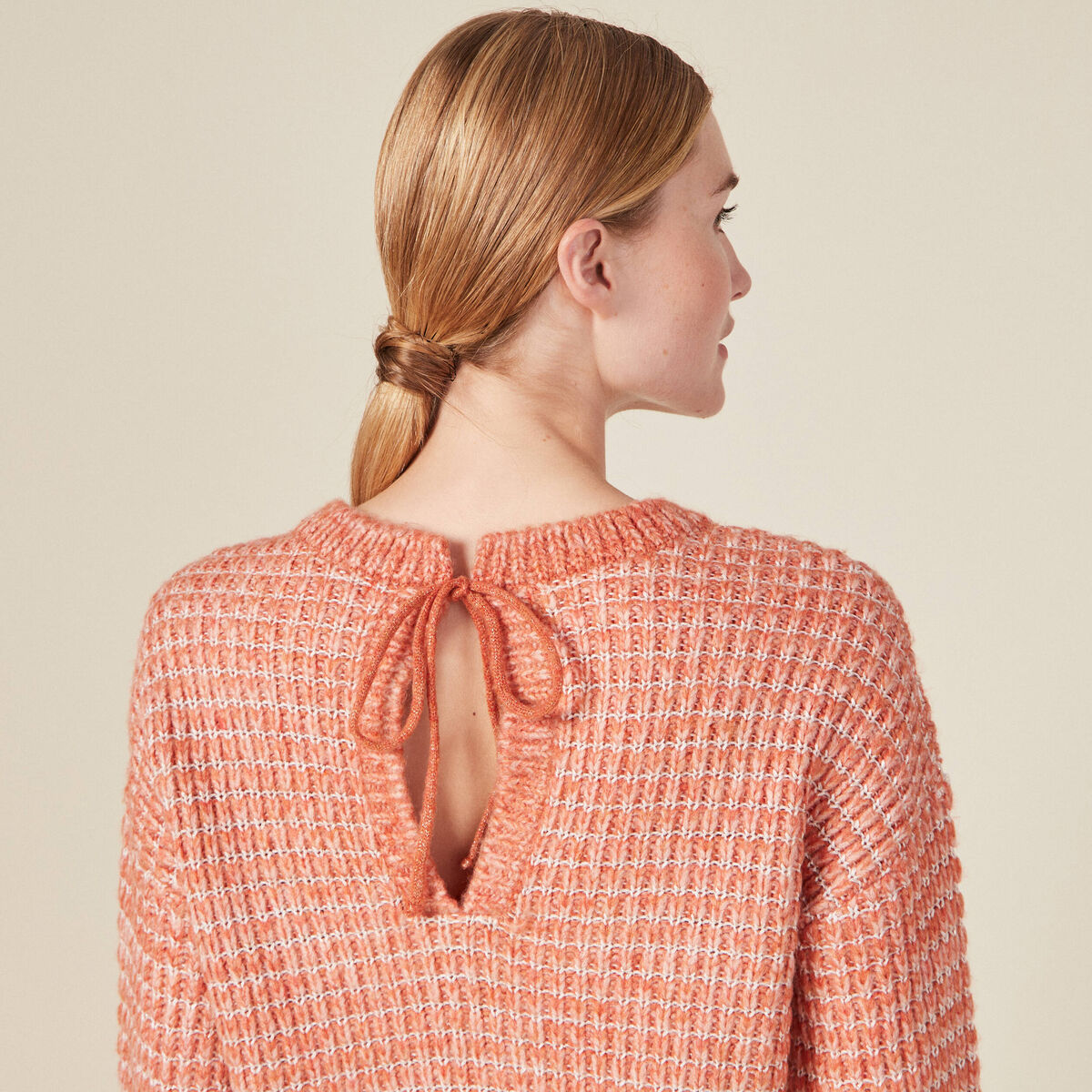 Pull manches longues rouge clair femme