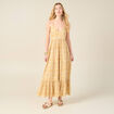 Robe longue évasée bretelles jaune femme