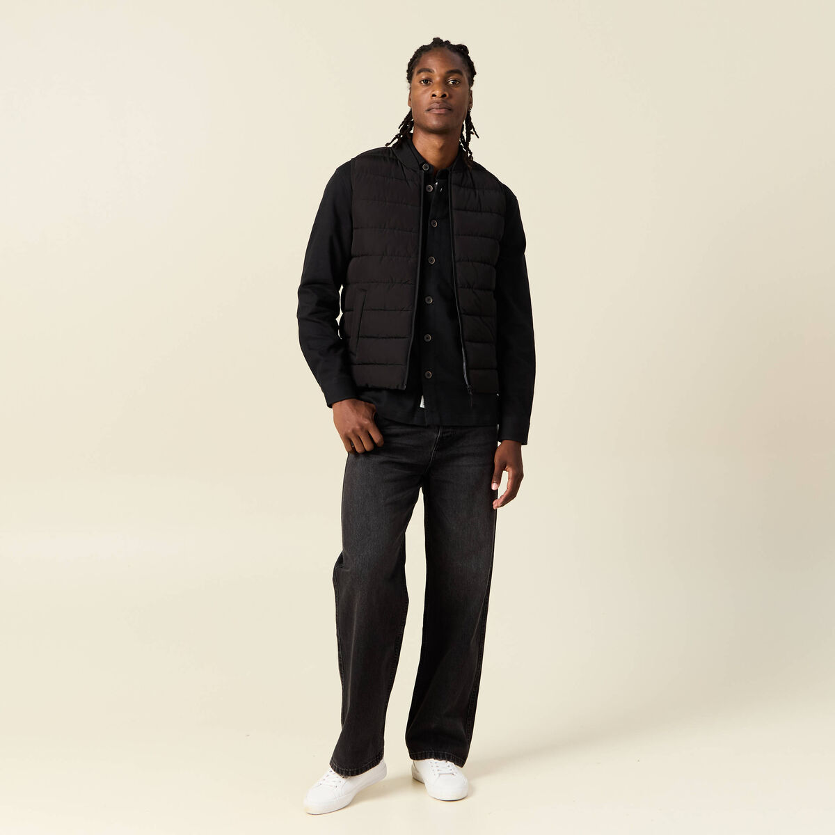 Doudoune courte sans manches noir homme