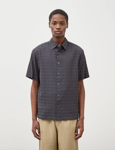 Chemise ajour&eacute;e coupe boyfriend bleu marine homme