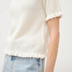Pull droit court en coton ecru femme