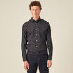 Chemise cintr&eacute;e en coton manches longues noir homme