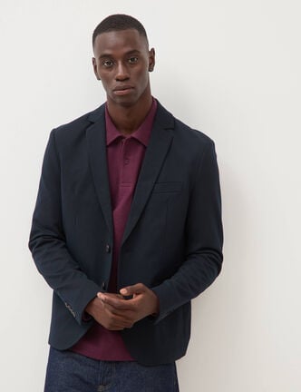 Veste blazer cintr&eacute;e bleu marine homme