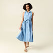 Robe longue trapèze jean denim bleach femme