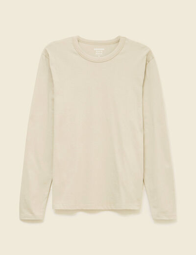 T-shirt en coton manches longues beige homme
