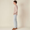 Pull manches longues col rond beige homme
