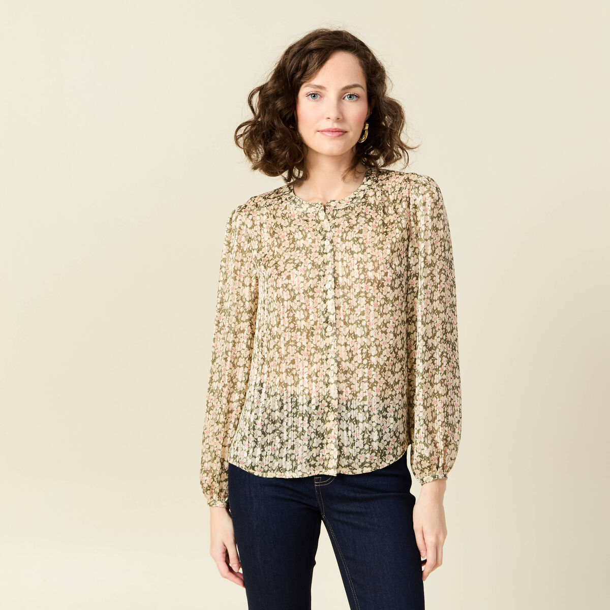 Chemise éco-responsable vert kaki femme