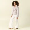 Manteau droit court col classique beige femme