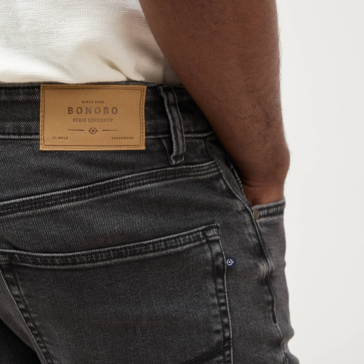 Jeans straight 5 poches denim gris homme