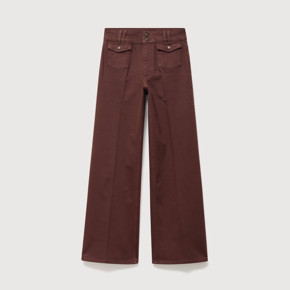 Jeans flare taille haute marron femme