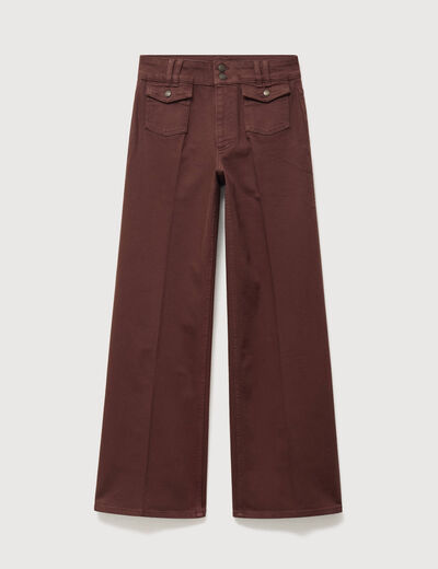 Jeans flare taille haute marron femme