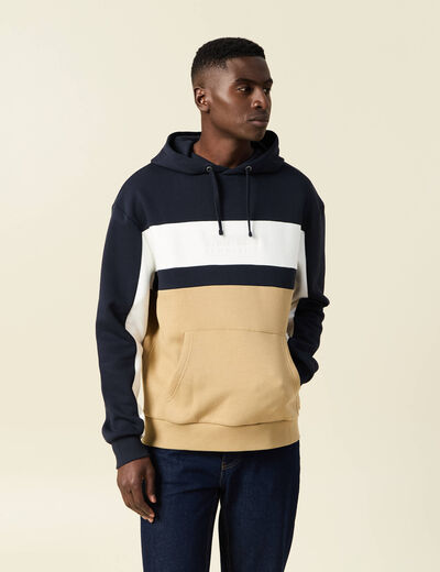 Sweat à capuche 1 poche bleu marine homme