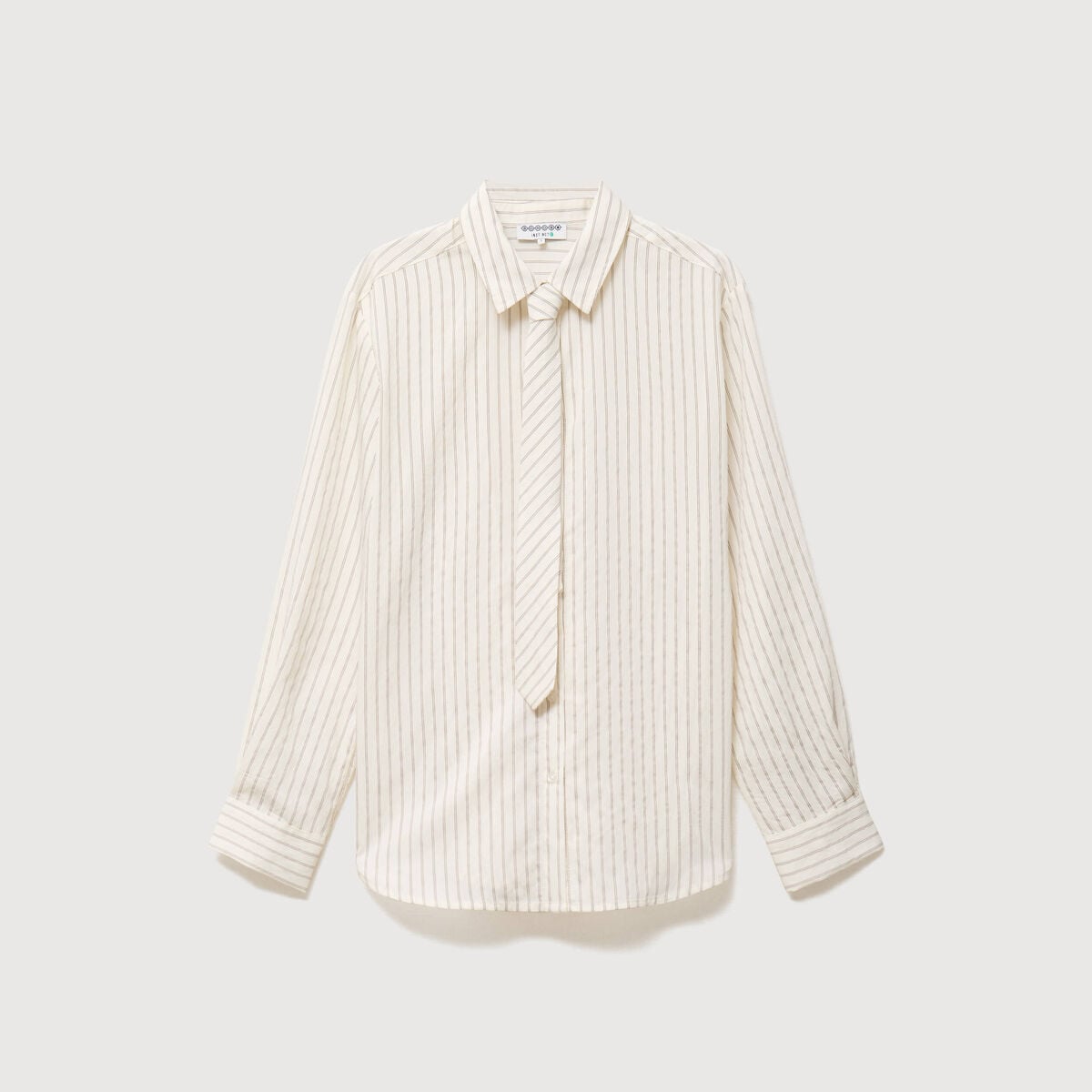 Chemise manches longues col am&eacute;ricain blanc femme