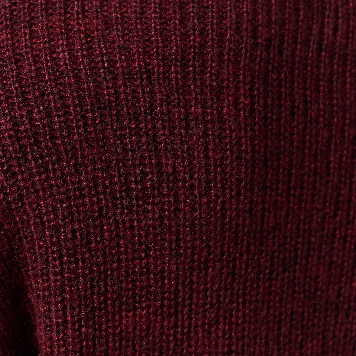 Gilet ajour&eacute; col V manches longues bordeaux femme