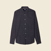 Chemise cintr&eacute;e en coton manches longues noir homme