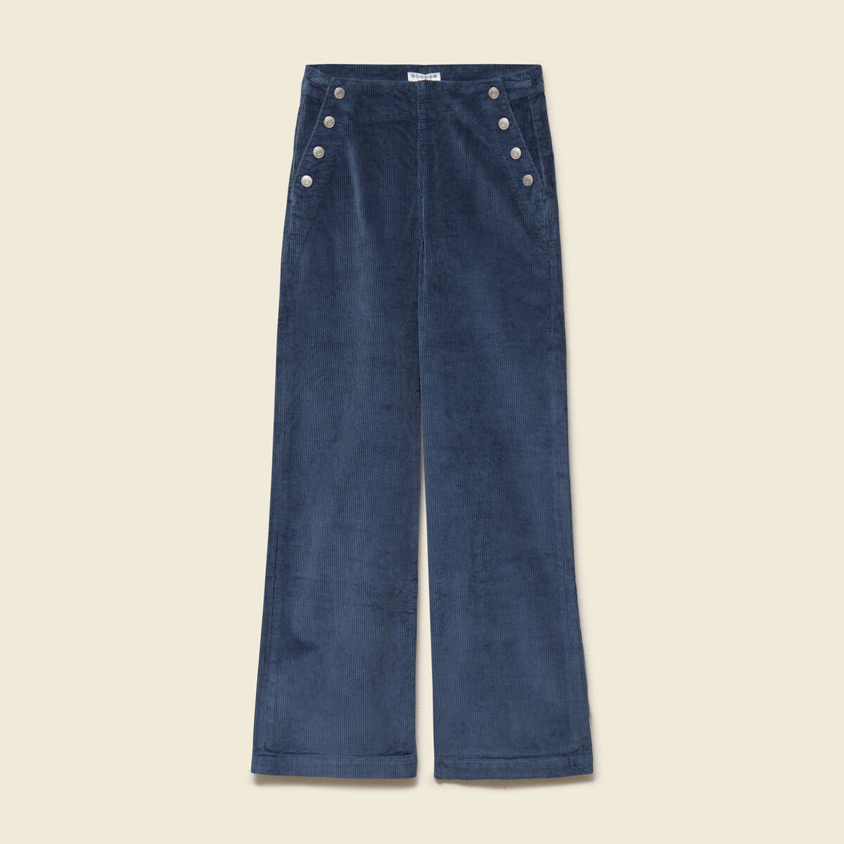 Pantalon large taille haute en velours gris femme