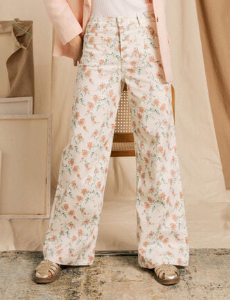 Pantalon boot cut flare taille haute blanc femme