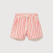 Short taille haute en maille ray&eacute;e orange fonc&eacute; femme