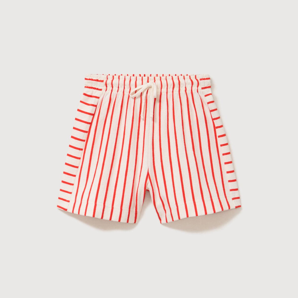 Short taille haute en maille ray&eacute;e orange fonc&eacute; femme