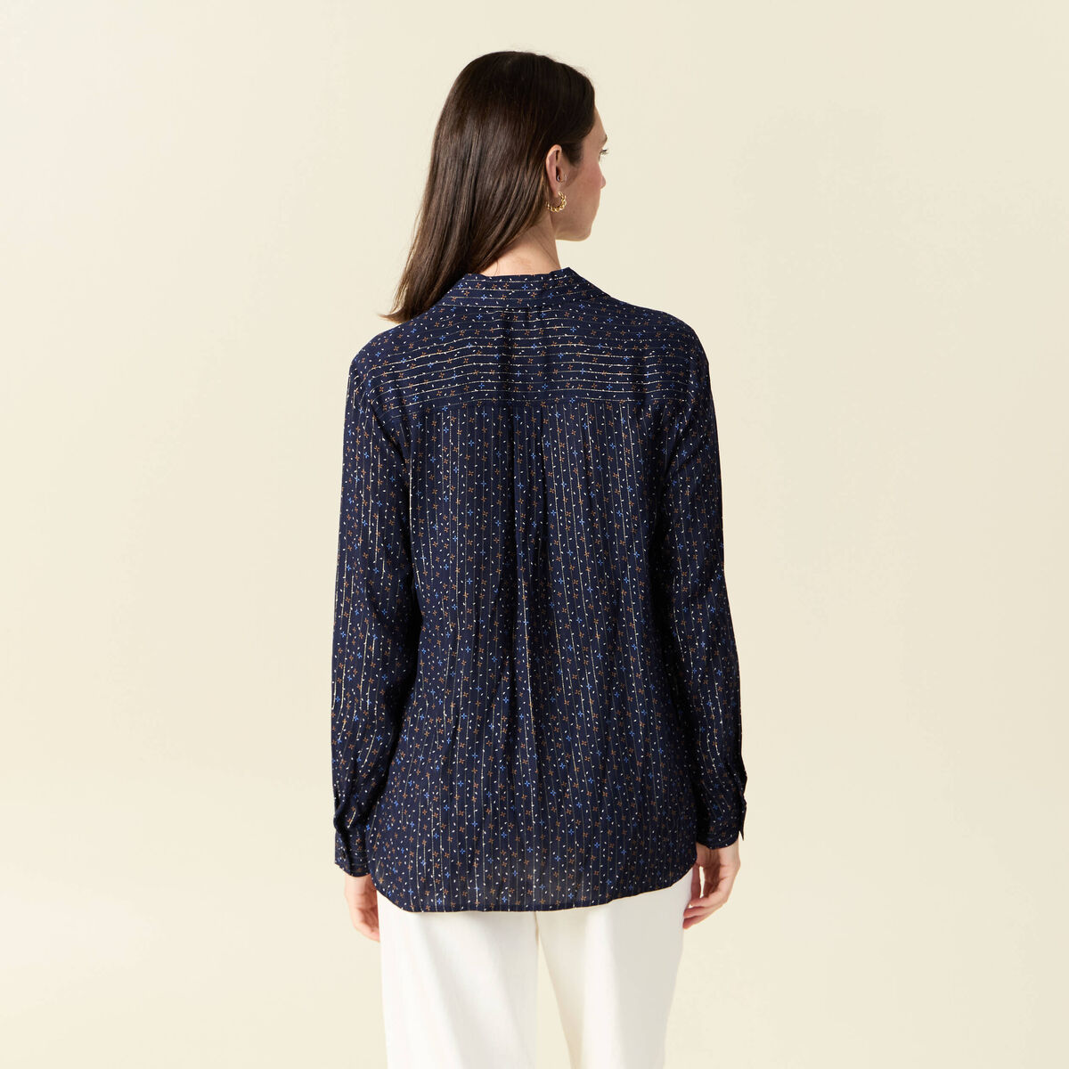 Chemise manches longues bleu marine femme
