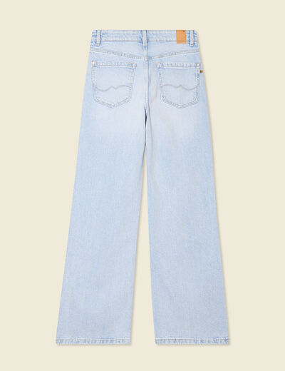 Jeans large taille haute denim bleach femme