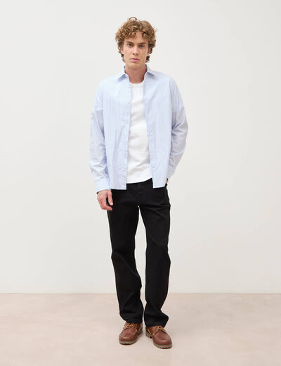 T-shirt col mao manches courtes en coton blanc homme