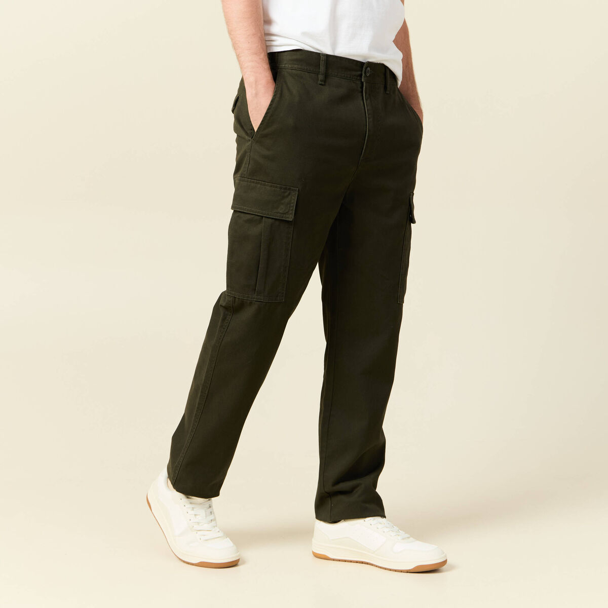 Cargo coupe battle en coton vert kaki homme