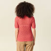 Pull manches courtes ajour&eacute; rouge femme