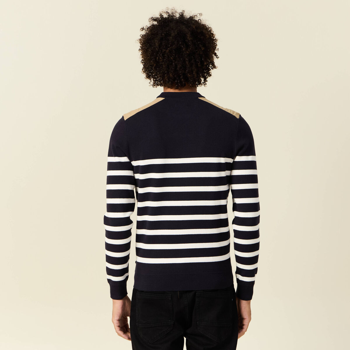 Pull manches longues bleu foncé homme