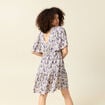 Robe col V manches courtes bleu femme