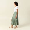 Jupe longue évasée vert kaki femme