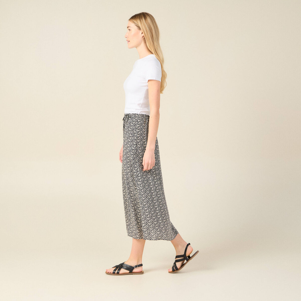 Jupe longue portefeuille noir femme
