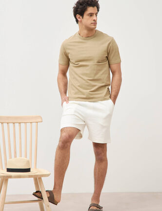 Short droit avec cordon ecru homme