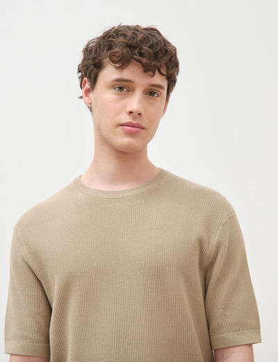 T-shirt en coton manches courtes beige homme