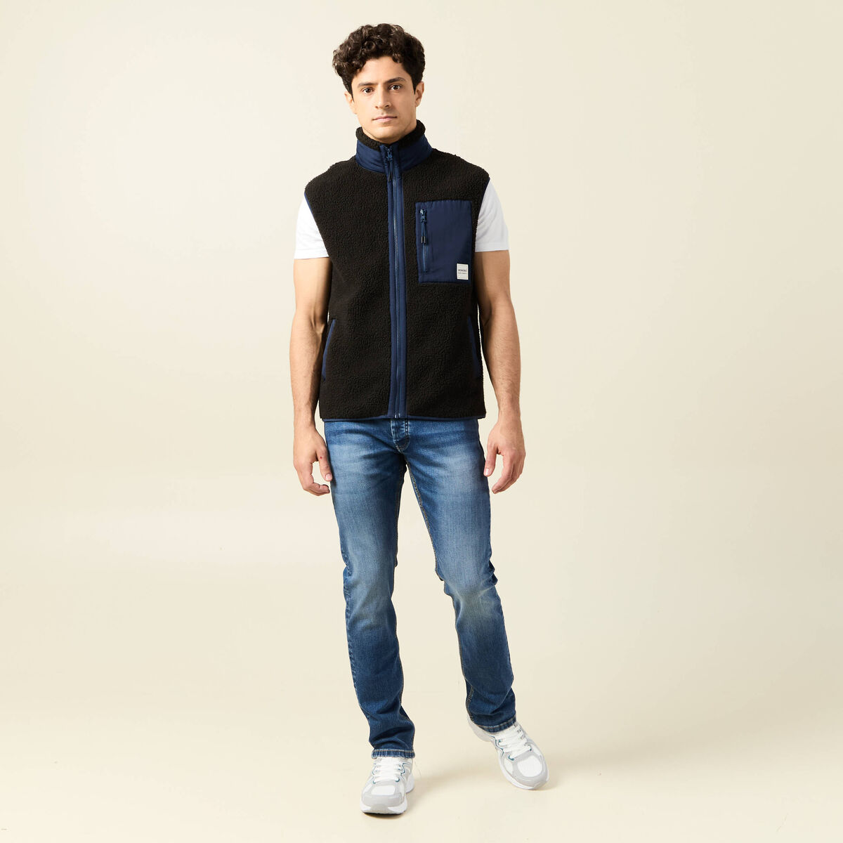 Jeans straight 5 poches denim stone homme