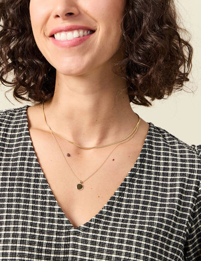 Collier 2 rangs couleur or femme