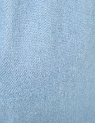 Jeans taille &eacute;lastique coupe droite denim bleach femme